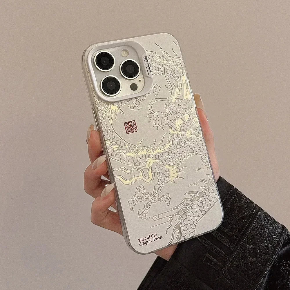 Illusory Color Chinese Dragon Cover Case For iPhone 16 15 14 13 12 11 Pro Max Plus Phone Case