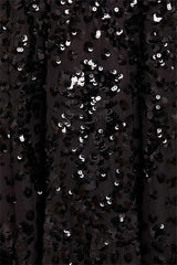 Homecoming Dresses: Black Glitter Sequins A-line Prom Dress Elegant Off Shoulder