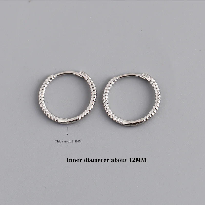 WANTME 925 Sterling Silver Fashion Piercing Charm Twist Huggies Hoop Earrings for Women Rock Gothic Unisex Jewelry Ear Buckles