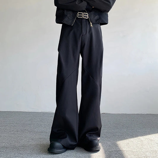 Male Pants Split Pleated Diamond Shaped Loose Casual Suit Trousers