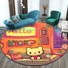 Sanrio Hello Kitty Cute Cartoon HD Printed Round Carpet,Balcony Bedroom Living Entrance