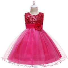 Girl Dress Flower Embroidered Bow Princess Dress Children Lace Mesh Tutu Wedding