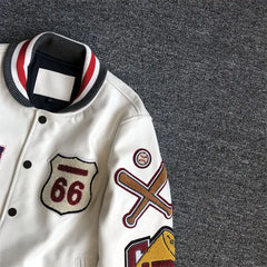 Men's spring and autumn baseball uniform Y2K retro trend leather jacket heavy