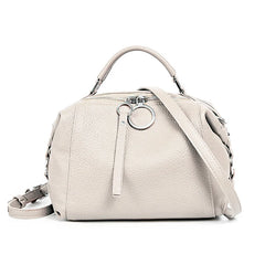 Black White Shoulder Bag For Women 100% Genuine Leather Handbag