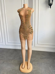 Homecoming Dresses: Through Black Girl Short Prom Dress Golden Diamond