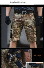 Mens Cargo Shorts Summer Tactical Cropped Trousers Outdoor Waterproof Multi-pocket