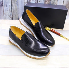 Genuine Leather Men Shoes Slip On Loafers Handmade Comfortable Fashion Casual