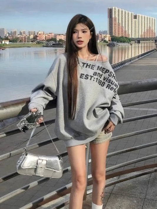 Y2k Sexy Oversize T shirt Women Streetwear Print Long sleeve Basic Top Lady Fall Winter Korean Fashion Oversized Tees Shirt