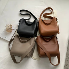 Wide Strap Message Handbag Women Shoulder Bags Leather Soft Casual