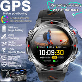 Outdoor Military Smart Watch Men Built-in GPS 1.46" AMOLED Compass Altimeter BT Call 3ATM Waterproof Clock LED Sports Smartwatch