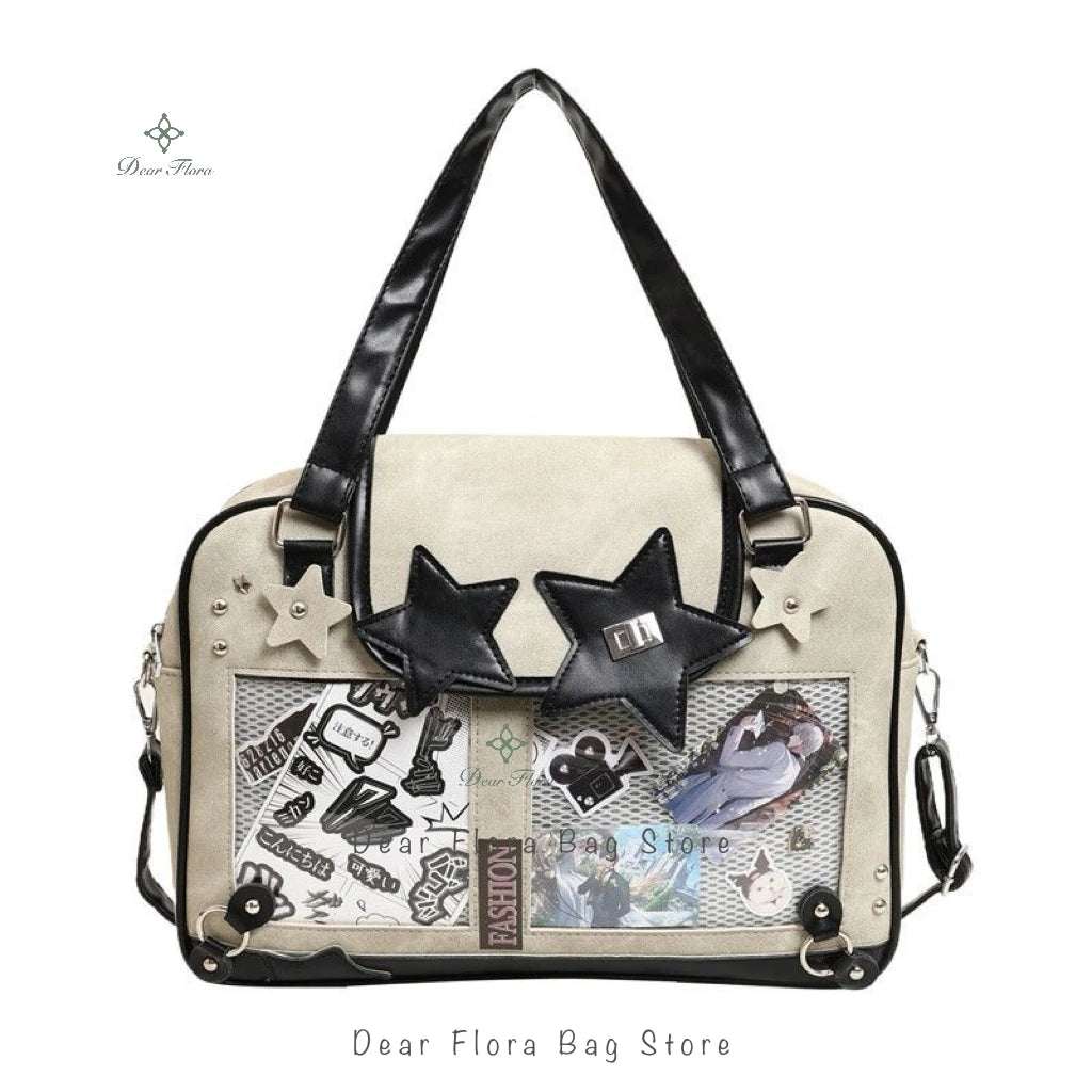 Y2K Trendy Star Ita Bag Lolita Girl Transparent Pocket Fashion Crossbody Bag Women