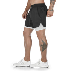 Running Shorts Men 2 In 1 Double-deck Quick Dry GYM Sport Shorts Fitness Jogging