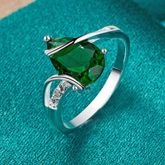 925 Sterling Silver Water Drop Turquoise 7-10# Ring For Women Wedding