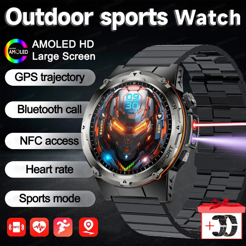 New NFC Military Smart Watch Men outdoor compass Sport Fitness GPS tracker BT call infrared IP68 waterproof Watch Men