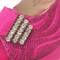 Matching Shoes and Bags: Italian Design Wedding Wedges high Heels Fuchsia Color