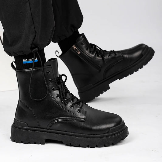 Men's Leather Boots Four Seasons Outdoor Casual Hiking Boots Retro Fashion Work Boots Thick Bottom Ankle Boots Anti-slip 2024