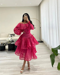 Homecoming Dresses: A-line PartyLayered Flowers Chiffon Occasion Evening Gown