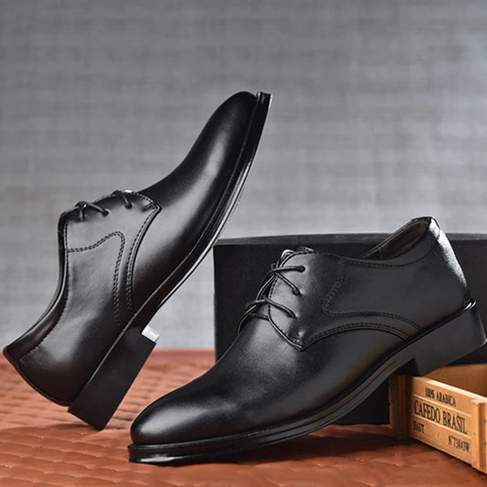 Plus Size Man Shoes Formal PU Leather Shoes for Men Lace Up Oxfords for Male