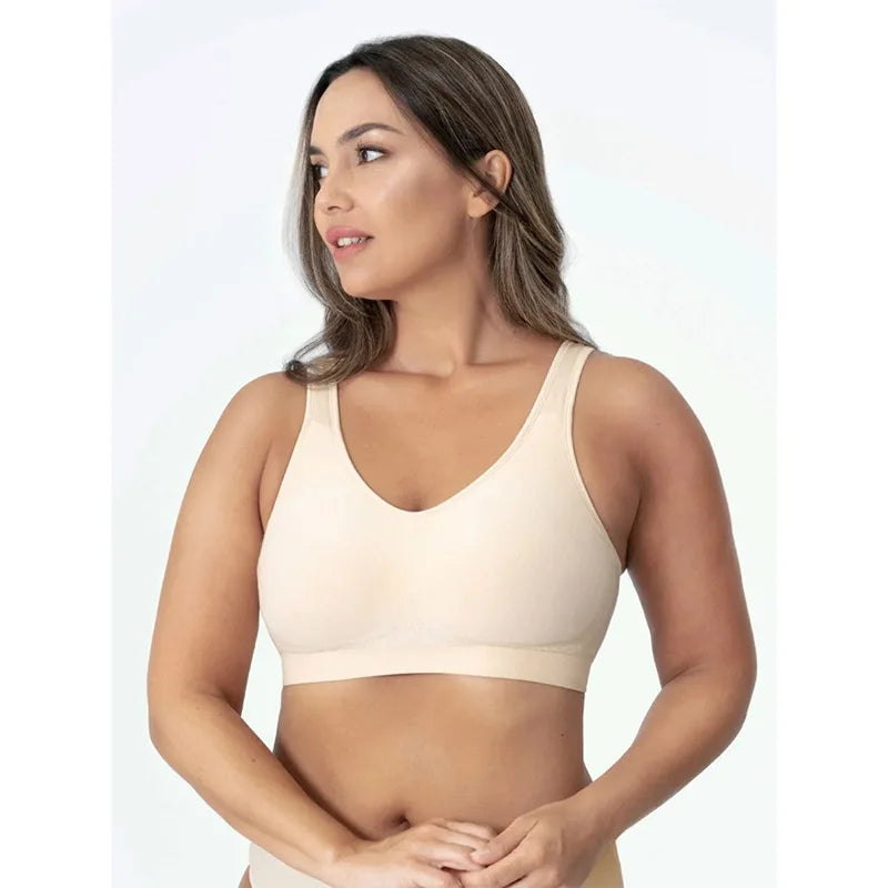 Women Daily Comfort Wireless Shaper Bra Bright Silk Decoration Lingerie