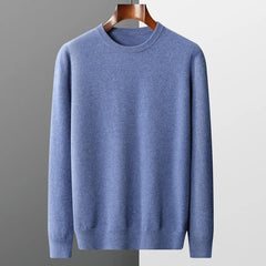 Merino wool men's sweater O-neck knitted long-sleeved men's pullover basic solid top