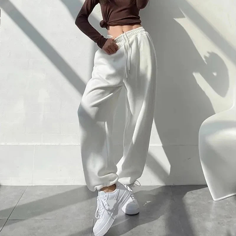 Rimocy Hot Pink Wide Leg Sweatpants for Women High Waisted Causal Sports Trousers