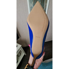 Women 8.5cm High Heels Scarpins Pumps Lady Blue Yellow Silver Glossy Leather