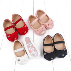 Baby Girl Shoes Cute Bowknot Toe-covered Soft PU Mary Jane Shoes Anti-slip