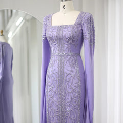 Evening wear Dresses: Sky Blue Mermaid Muslim Evening Dresses