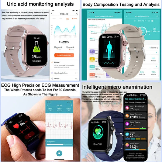 Accurate ECG+PPG Monitoring Smart Watch Women Body Composition Blood Lipid Uric Acid Women Menstrual Health Tracker Smartwatch