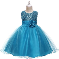 Girl Dress Flower Embroidered Bow Princess Dress Children Lace Mesh Tutu Wedding