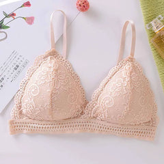 French Beautiful Back Bra Women'S Thin Lace Beautiful Back Bra No Steel Ring Sling