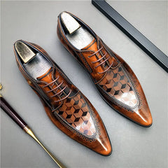 HNXC Pointed Toe Men oxford Shoes Italian Genuine Leather Shoes Formal Men's Shoes