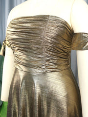Evening wear Dresses: Women Evening Party Metallic Shimmer High Waist Dress