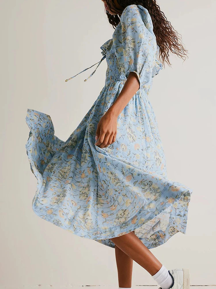 Maxi Dress Backless Half Sleeve Ruffles Party Holiday Women Ladies Dresses