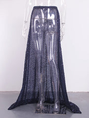 Evening wear Dresses: Off Shoulder Dazzling Sequin Fitted Bodice Evening Night Dress