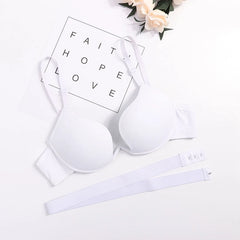 Women Low Cut Push Up Bra Backless Underwear Deep V Cross Back Bras