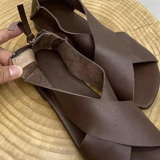 Women Sandal Fashion Open Toe Female Simple Gladiator Shoe Flats Heel