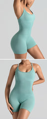 Yoga Cross Backless Fitness Jumpsuit Woman One Piece Running Workout Sleeveless