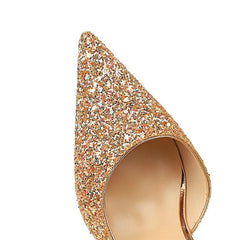 Women 7cm 10.5cm Super High Heels Blue Gold Pumps Sequins Bling Low Heels