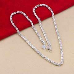 16-24 inch for women men Beautiful fashion 925 Sterling Silver charm 4MM Rope