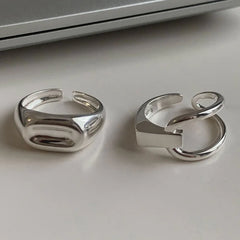 925 Sterling Silver Rings Party Jewelry Vintage Charm Double Layer