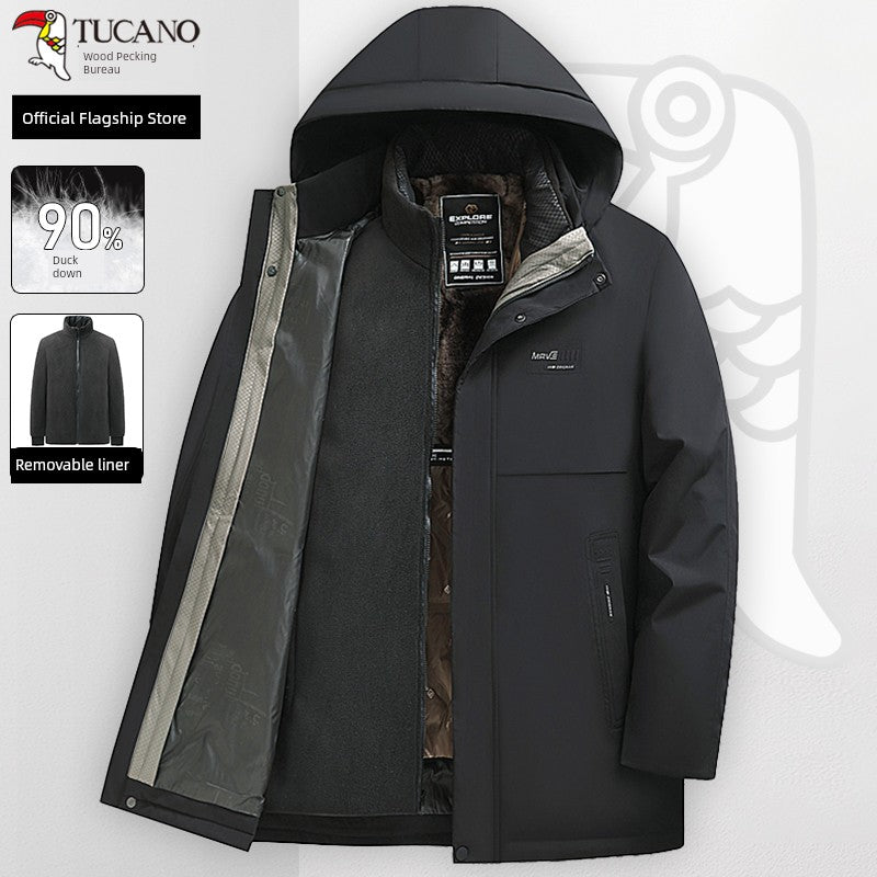 Woodpecker Men Fleece-lined Thickened Middle-Aged and Elderly Heattech Dad