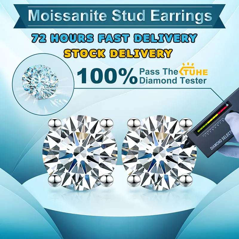 TUHE Unisex Classic Round Moissanite Earring For Women Jewelry 5MM/6MM/7/MM Silver 925 Fashion Earrings Women Gift