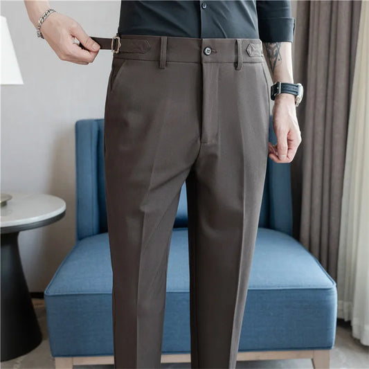 Suit Pants Men Fashion Smart Casual Suit Trousers Slim Fit Wedding Party Formal Dress Mens