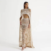 Homecoming Dresses: Champagne Evening Dresses with Cape Women party dress