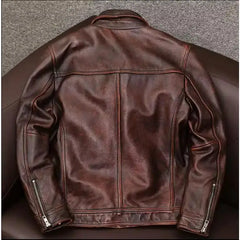 leather jacket casual denim leather coat leather coat PU washed leather, leather soft