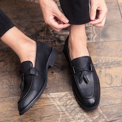 Men Tassel Loafers Leather Formal Shoes Elegant Dress Shoe Simple Slip On Man