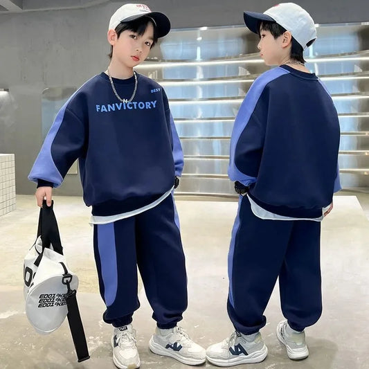 Boys Prints Letter Sets Children Spring Fashion Clothes Suits Kids Casual Sweatshirts+Pants 2Pcs Simplicity Autumn Outfits