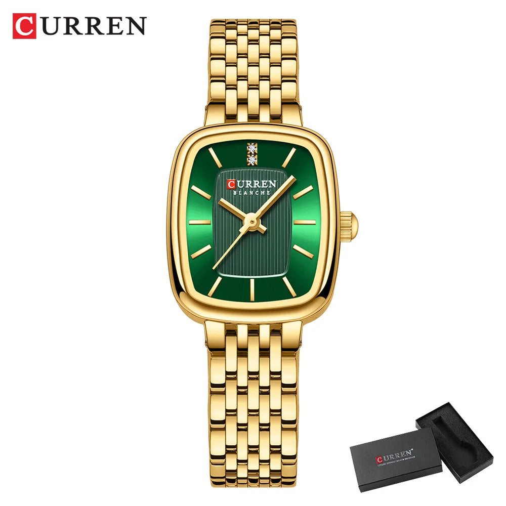 CURREN Fashion Dress Watches for Ladies Simple Quartz Stainless Steel Bracelet Wristwatch
