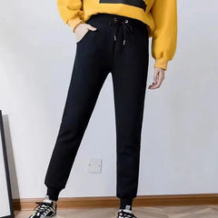 Winter Thicken Plush Pants for Women Casual Solid Color Warm Sweatpants